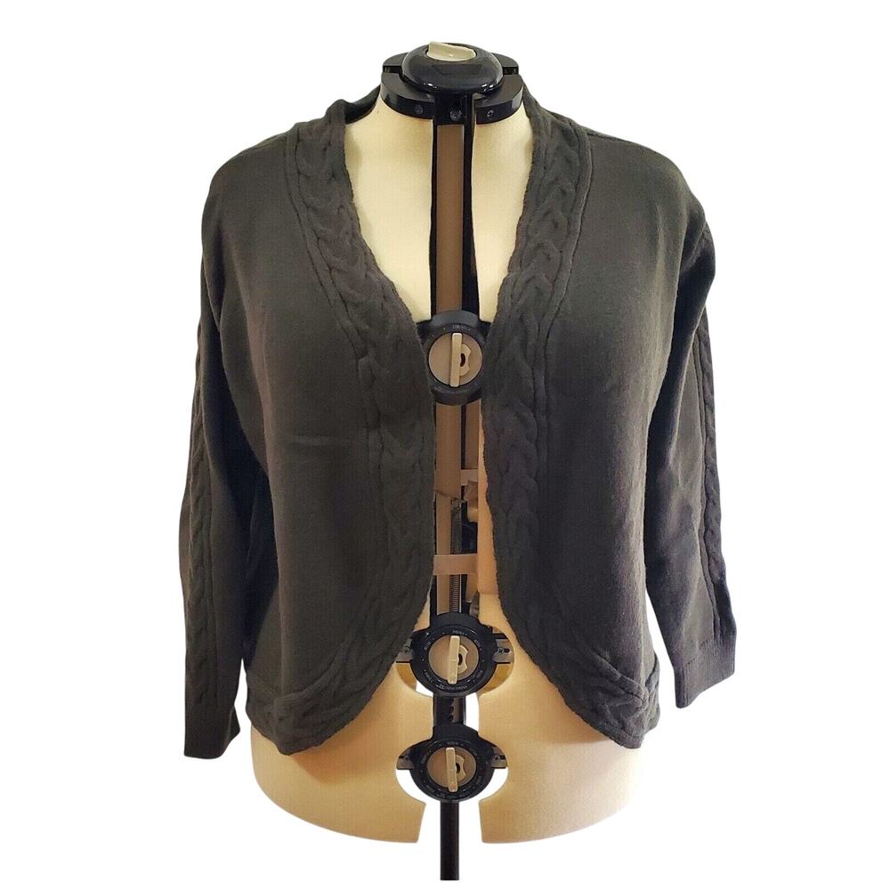 Bloomchic Open Front Knit Cardigan Women's 1X Olive Green Long Sleeve NWT